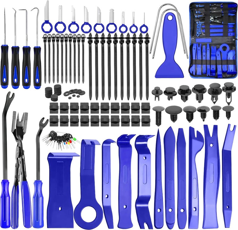 Doaho 238Pcs Trim Removal Tool,Fastener Remover Plastic Pry Tool Kit,Adhesive Cable Clips Auto Push Pin Bumper Retainer Clip Set with Storage Bag for Panel,Radio,Stereo,Audio,Dash, Window - Image 1